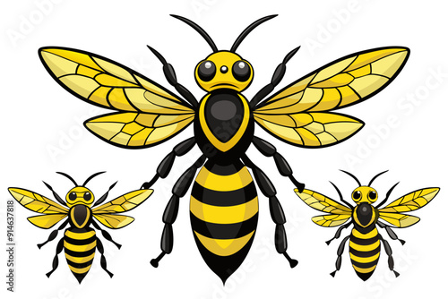 Diverse Set of 4 Wasp Styles for Design