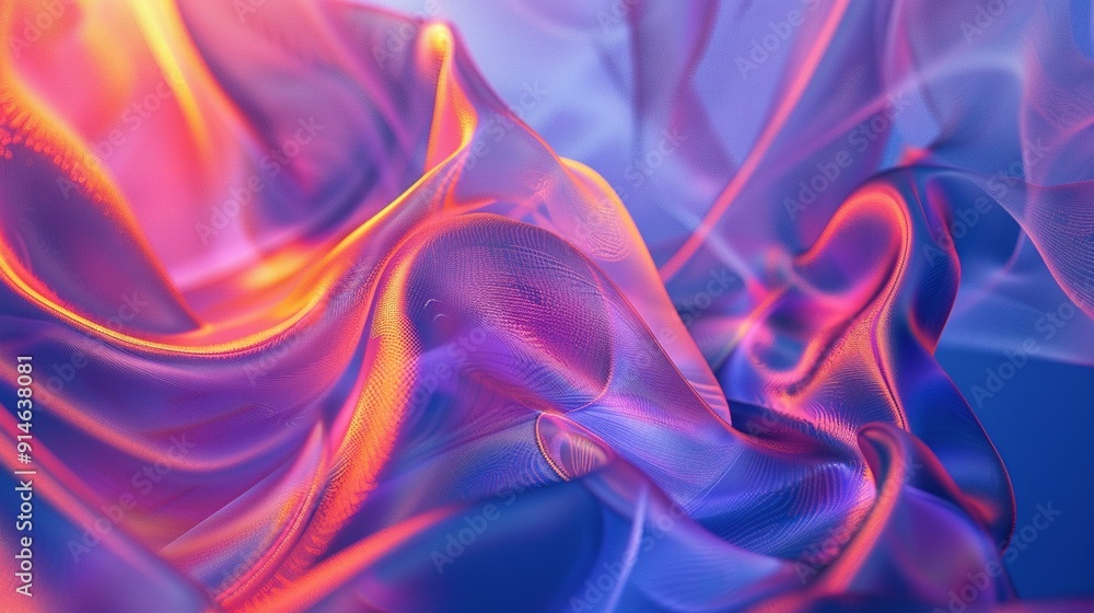 Obraz premium A clear image featuring a blue and pink background with a red and yellow design at the bottom