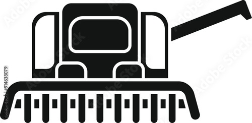 Combine harvester harvesting wheat in field icon in glyph style isolated on white background