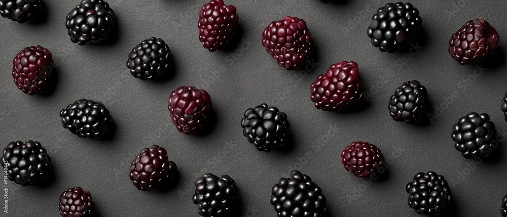 A group of raspberries sits on top of a counter, alongside a black and red raspberry A group of raspberries sits on top of a counter, alongside a black and red raspberry
