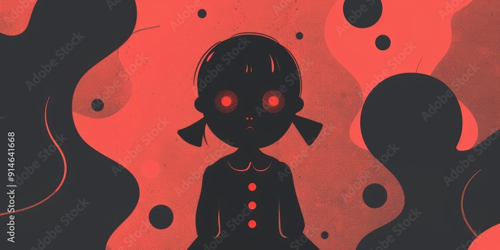 A red-eyed girl in a black dress. A red-eyed girl in a black dress.
