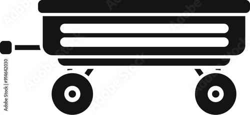Black silhouette of an empty wooden farm cart standing on wheels