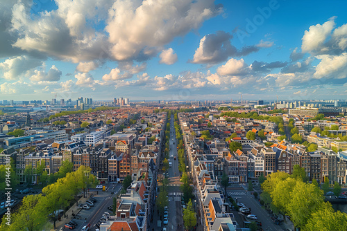 Amsterdam from a bird's eye view. Landscape photography of the city. #914643881