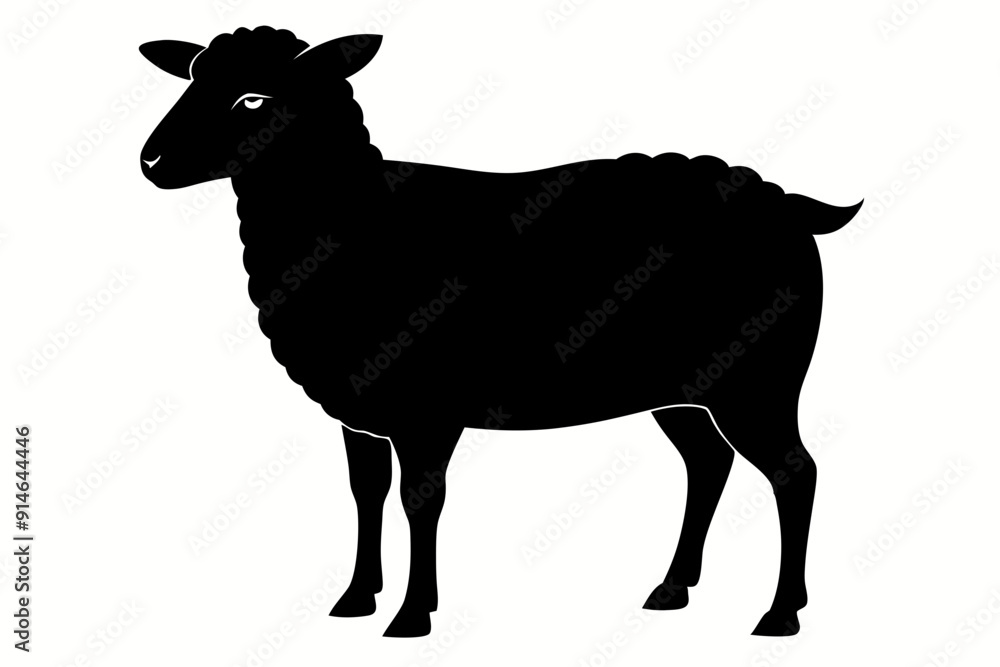 Obraz premium Silhouette of sheep, sheep icon, Sheep silhouette isolated on white background. Vector illustration