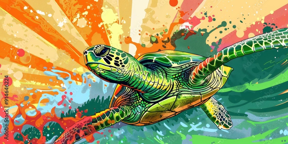 Abstract painting of a sea turtle. Abstract painting of a sea turtle.