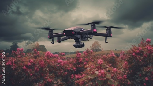 Wallpaper Mural Drone Flying Over Pink Flowers Torontodigital.ca