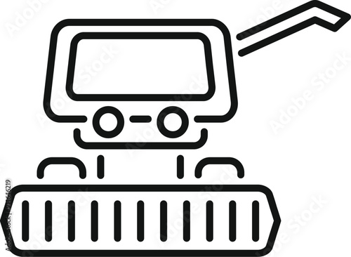 Smart farm combine harvester harvesting wheat on field line icon