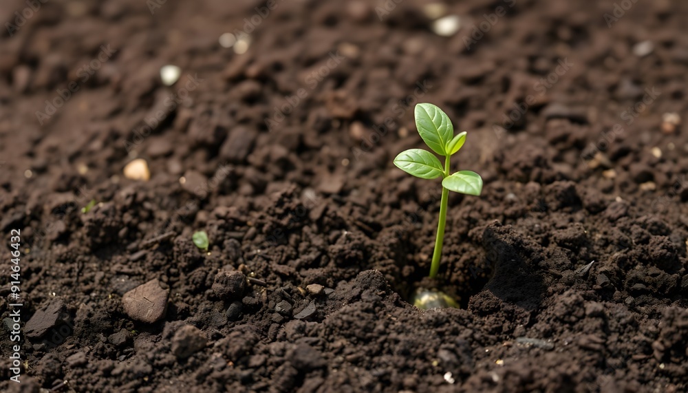Close up of a green green plant growing in soil Close up of a green green plant growing in soil