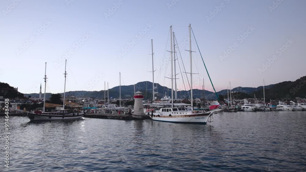 Panorama Of The Evening Marmaris From The Water Side, Turkey Panorama Of The Evening Marmaris From The Water Side, Turkey