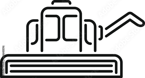 Combine harvester working on farmland harvesting wheat line icon