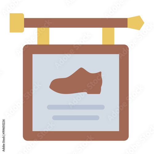 Sign board used for displaying information at a shoe store.