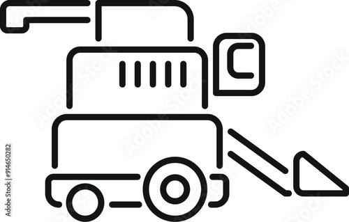 Combine harvester working on farmland, harvesting wheat