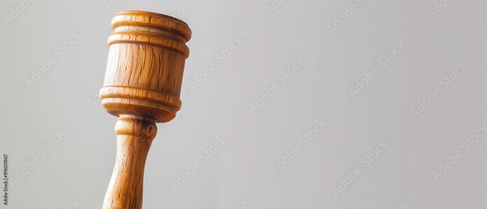 A wooden gavel sits on a grey background A wooden gavel sits on a grey background