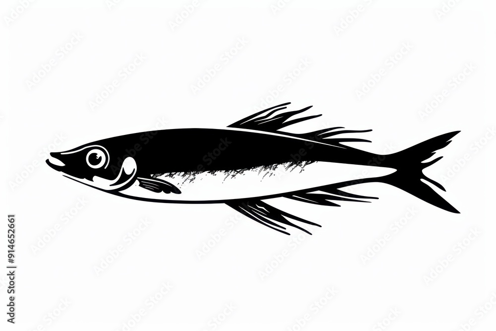 Obraz premium Solitary anchovy swimming gracefully in serene ocean waters