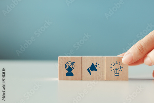 Creative marketing concept. Creating unique campaign for personalized marketing by leveraging digital channels and utilizing data driven insights. Innovative approach to advertising and promotion.