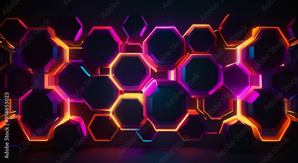 Neon Geometric Shapes in a Dark Background Neon Geometric Shapes in a Dark Background
