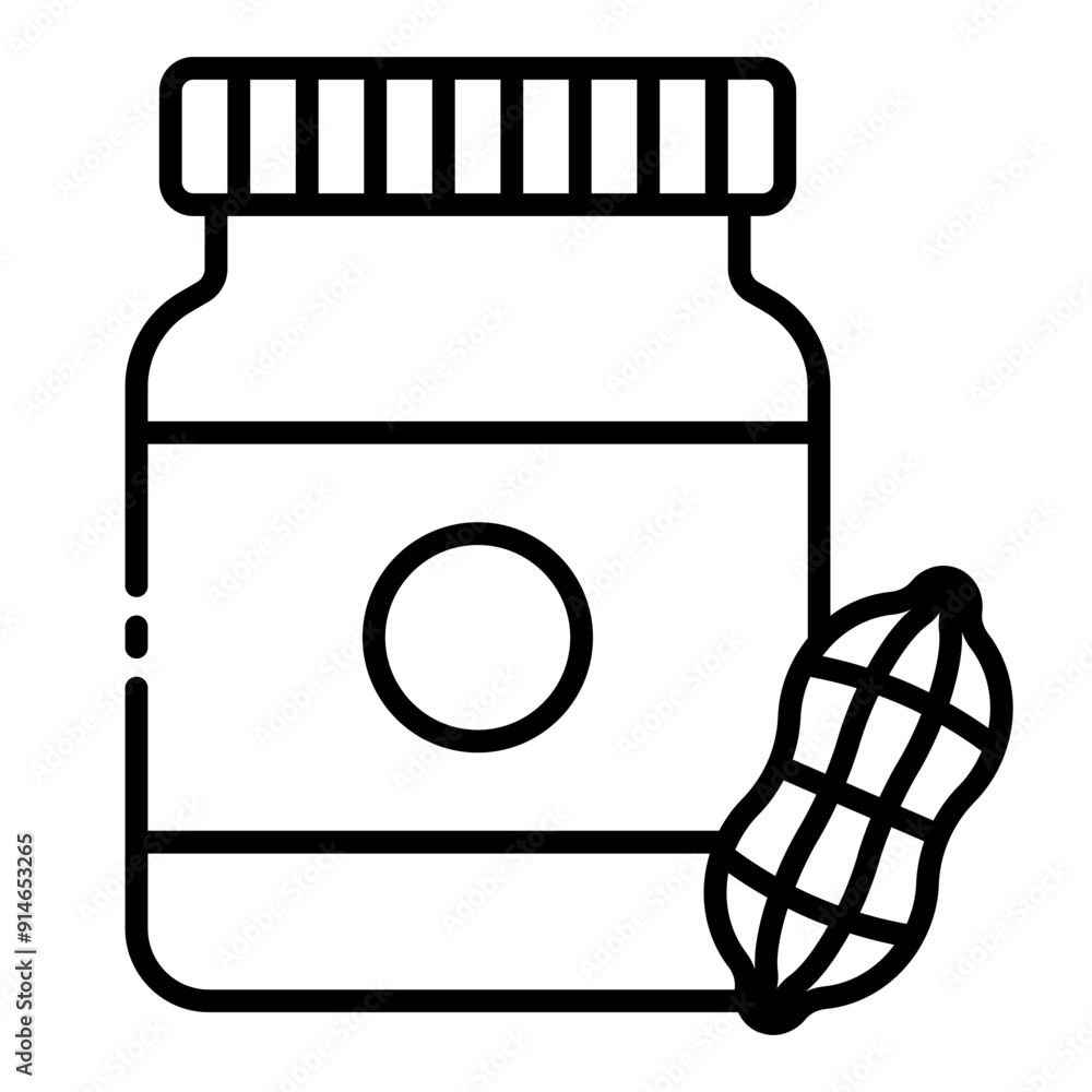 Peanut Butter bottle icon suitable for vegan themes and healthy eating. Peanut Butter bottle icon suitable for vegan themes and healthy eating.