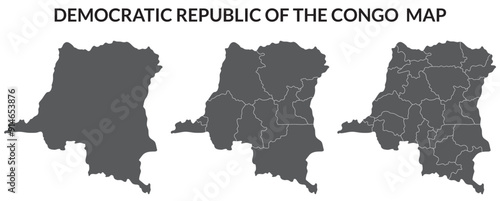 Democratic Republic of the Congo map. Map of Democratic Republic of the Congo in grey set
