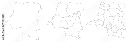 Democratic Republic of the Congo map. Map of Democratic Republic of the Congo in white set