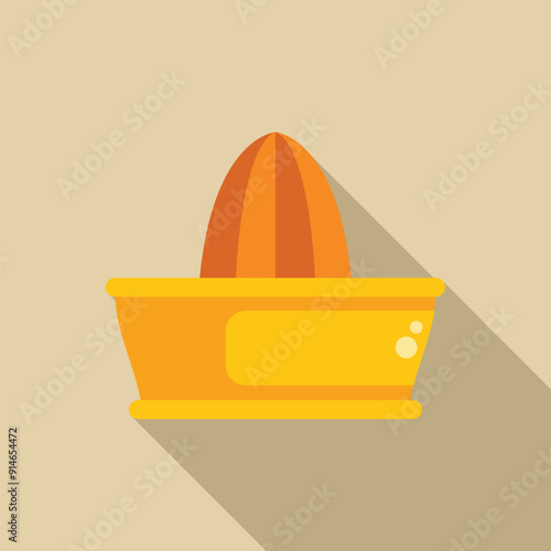Metal lemon squeezer making orange juice for breakfast, flat design icon with long shadow