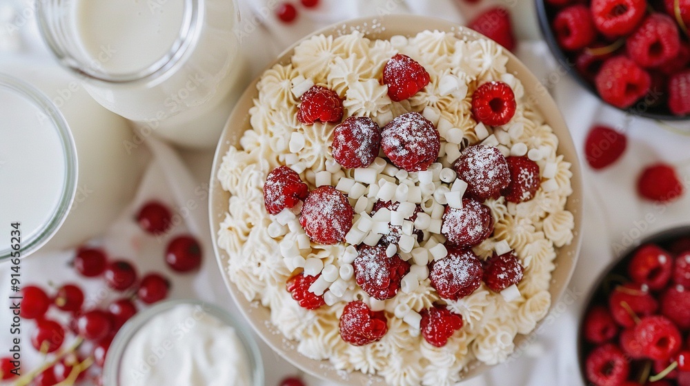 Macaroni and cheese with raspberries, milk, and strawberries Macaroni and cheese with raspberries, milk, and strawberries