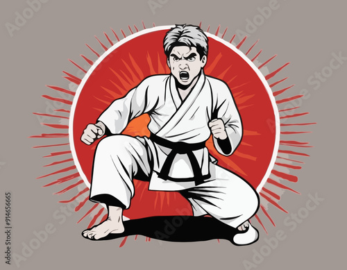 Karate Kid Angry Creative Cartoon Illustration