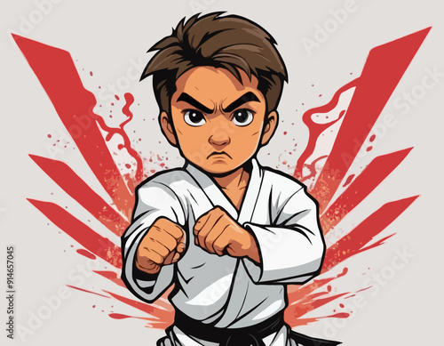 Karate Kid Angry Creative Cartoon Illustration