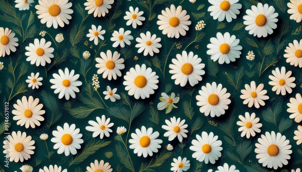 Daisy floral pattern. Seamless pattern. website design, mobile app, wallpaper, textile, etc. Generated image Daisy floral pattern. Seamless pattern. website design, mobile app, wallpaper, textile, etc. Generated image