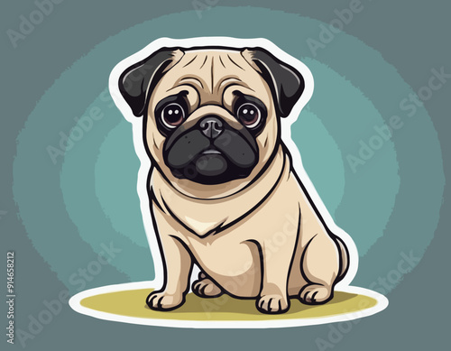 Cute pug dog cartoon logo vector mascot character
