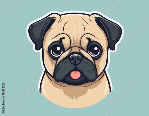 Cute pug dog cartoon logo vector mascot character
