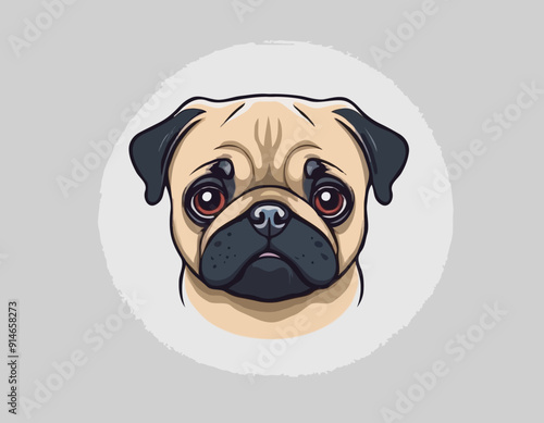 Cute pug dog cartoon logo vector mascot character
