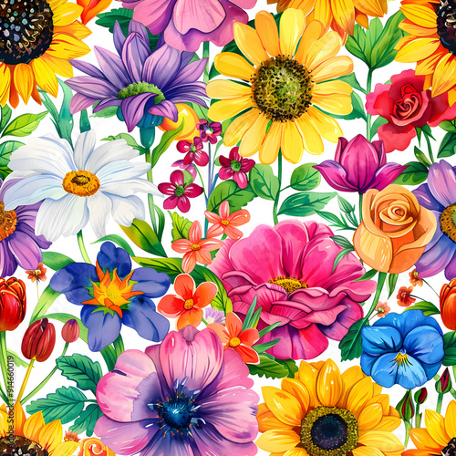 Bright and Colorful Printable Flower Assortment for Crafting, Scrapbooking, and Decor