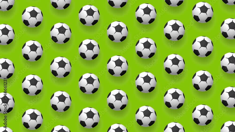soccer ball seamless pattern animation in 4k. animated seamless pattern with football soccer balls. Team sports, active lifestyle. Ornament for background decoration. Design element. Looped video soccer ball seamless pattern animation in 4k. animated seamless pattern with football soccer balls. Team sports, active lifestyle. Ornament for background decoration. Design element. Looped video