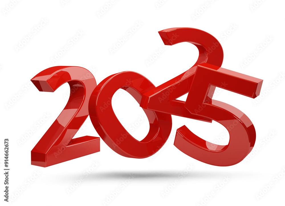 2025 red color new year symbol, isolated, 3d-illustration 2025 red color new year symbol, isolated, 3d-illustration