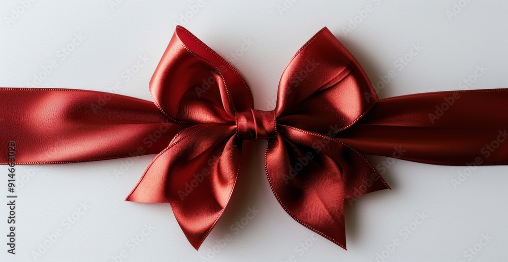 Red Satin Bow on a White Background Red Satin Bow on a White Background