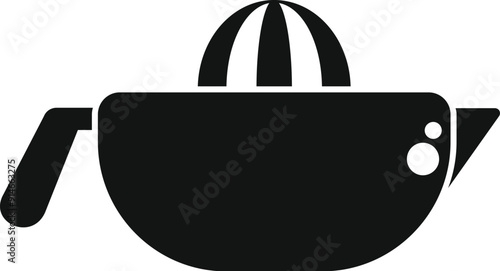 Black and white icon of a citrus juicer squeezing fruit for juice