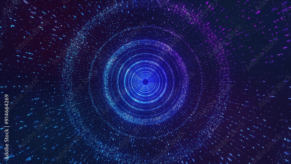 An endless pink-blue circle of luminous points. cyber technology science background An endless pink-blue circle of luminous points. cyber technology science background