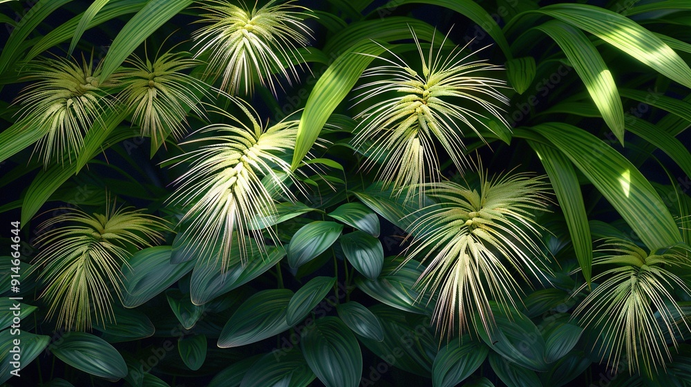 Close-up image of numerous green leaves on plants against black backdrop, with sunlight shining through foliage Close-up image of numerous green leaves on plants against black backdrop, with sunlight shining through foliage