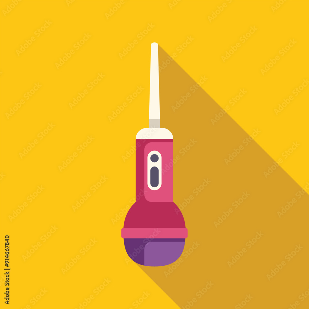 Electric toothbrush with long shadow on yellow background, dental care concept Electric toothbrush with long shadow on yellow background, dental care concept
