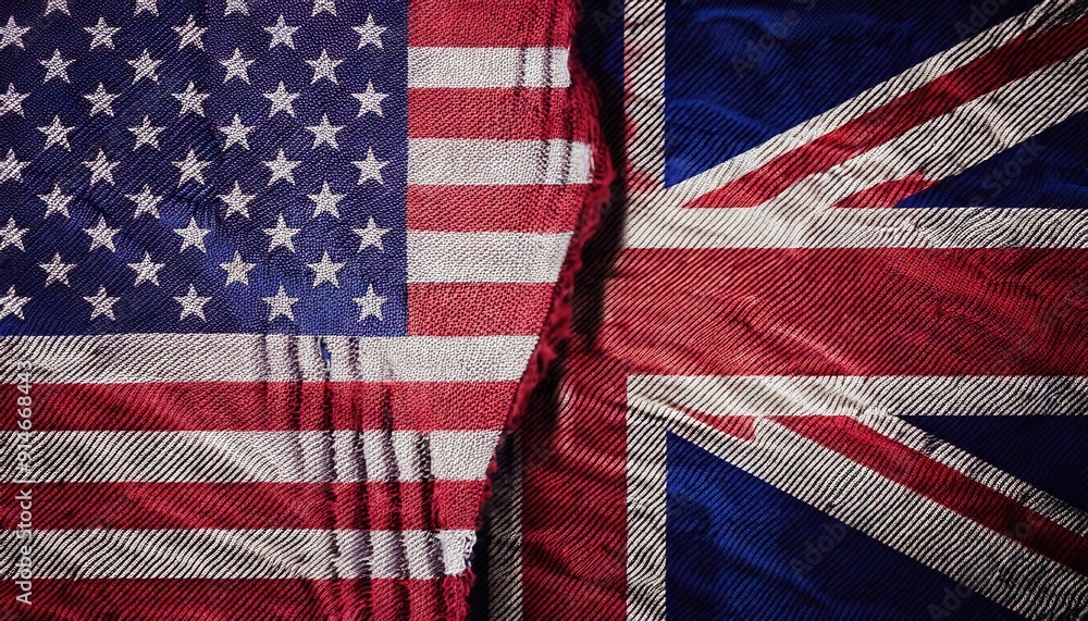 Fototapeta premium United States and United Kingdom Flags Side by Side