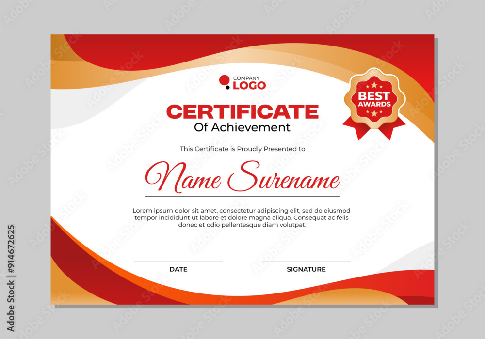 Certificate template design with curve background Certificate template design with curve background