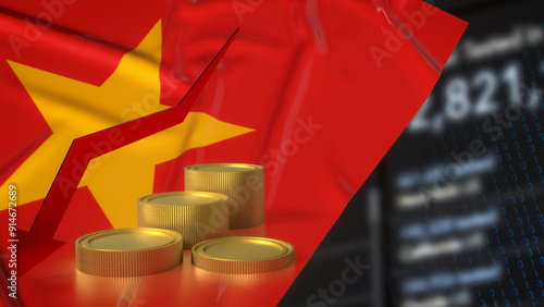 The Vietnam flag and Business chart image 3d rendering. photo