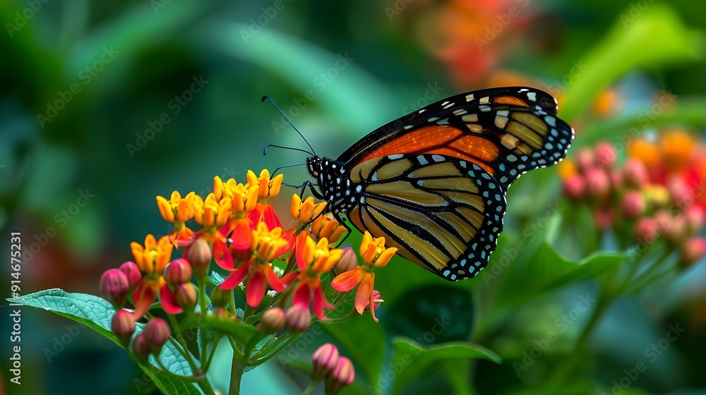 Fototapeta premium Monarch Butterfly on Orange Flowers