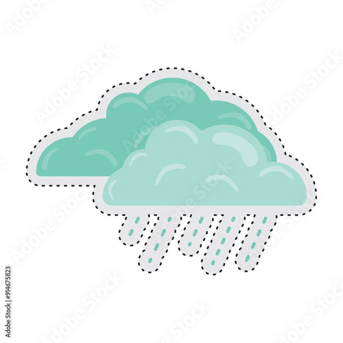 rain clouds Autumn sticker icon Vector
