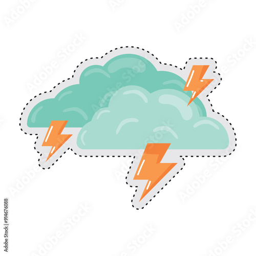 rain clouds Autumn sticker icon Vector