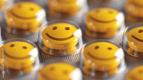 Smiling Face Yellow Pills in Blister Pack photo