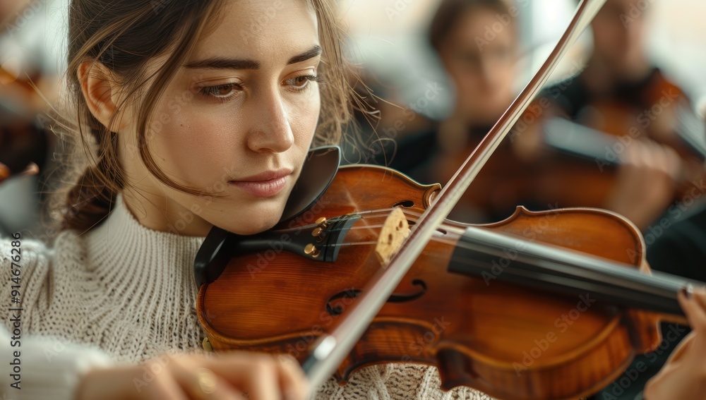 Violinist Focused on Performance Violinist Focused on Performance