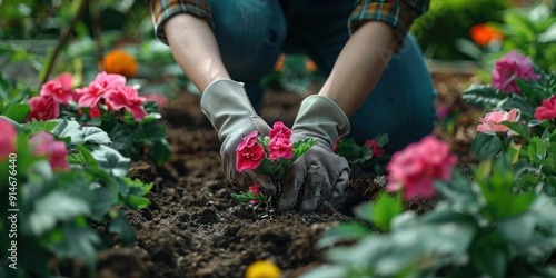 Gardening with Love: Hands Planting Flowers