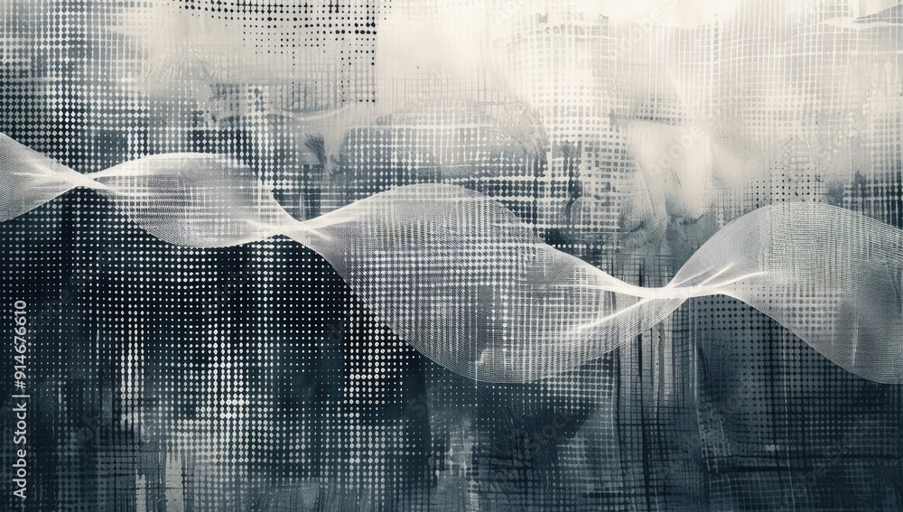 Fototapeta premium Abstract Painting with White Wave