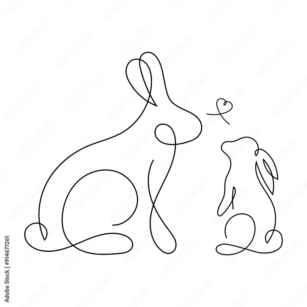 linear design of parent bunny and baby bunny in black with transparent background
linear design of parent bunny and baby bunny in black with transparent background